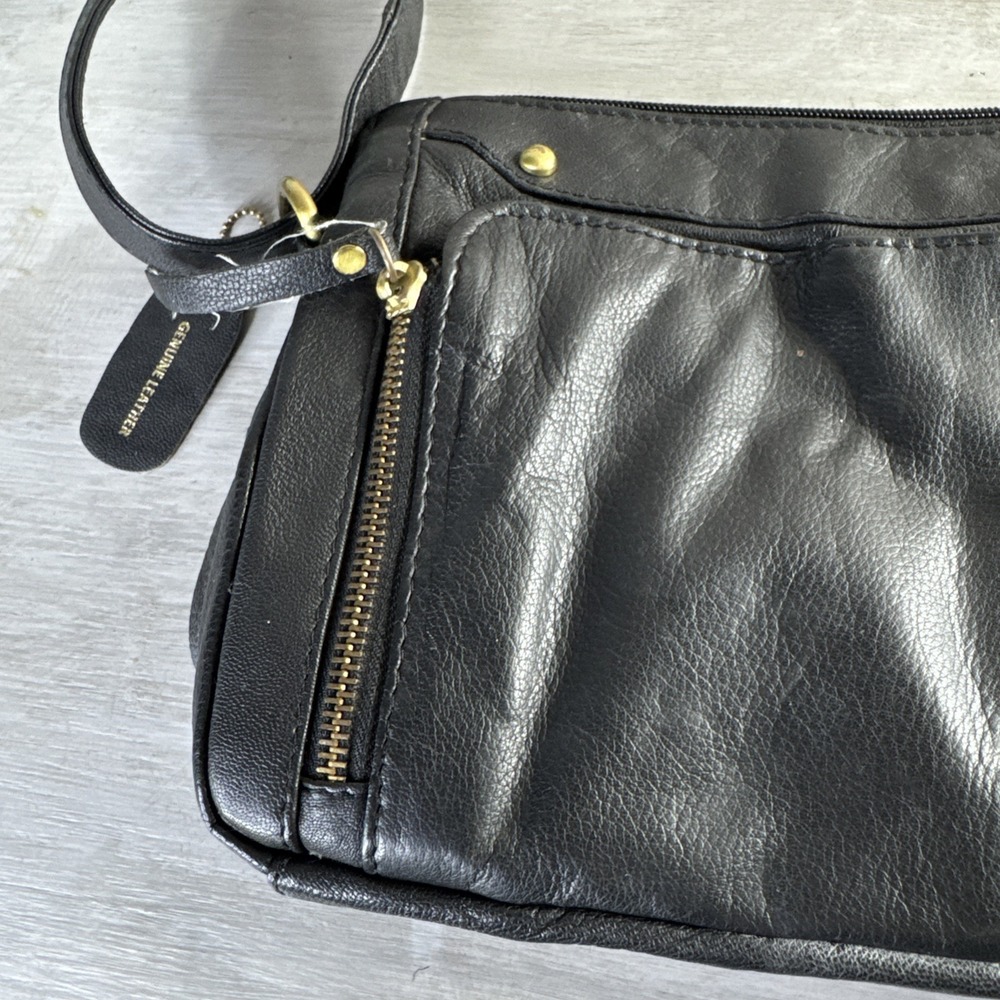 GREAT AMERICAN LEATHERWORKS ~ BLACK CROSSBODY PURSE - Picture 2 of 8